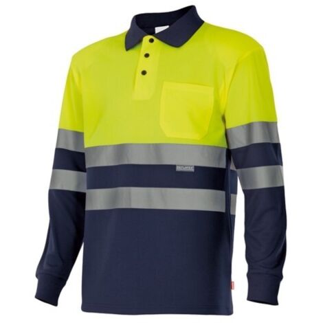 Polo Trabajo Xl Al.Vis. 100%Poliester M/Larga Amarillo Fluor