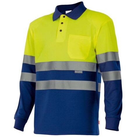 Polo bicolor de alta visibilidad de manga larga VELILLA Serie 175