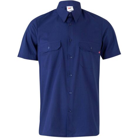 Camisa industrial de manga corta con 2 bolsillos de parche VELILLA Serie 522 3XL Azulina