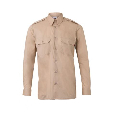 Camisa de manga larga con galoneras y puños con botón VELILLA Serie 530 XL Beige (1/5)