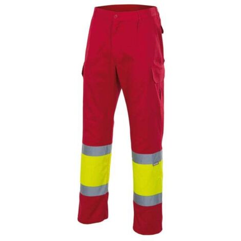 Pantalón Bicolor Alta Visibilidad ROJO/AMARILLO FLÚOR 4XL