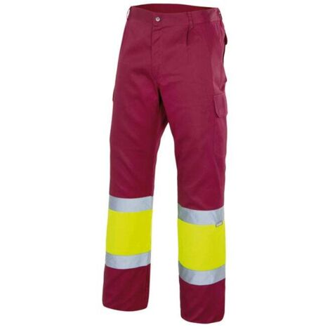 Pantalón Bicolor Alta Visibilidad GRANATE/AMARILLO FLÚOR 3XL
