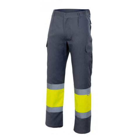 Pantalón Bicolor Alta Visibilidad GRIS/AMARILLO FLÚOR XL