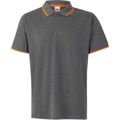 Polo Bicolor Raya Manga Corta GRIS/NARANJA FLÚOR L