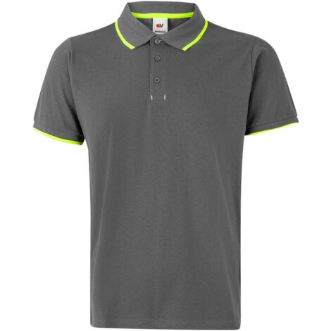 Polo Bicolor Raya Manga Corta GRIS/AMARILLO FLÚOR S