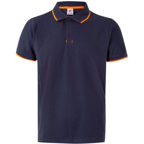 Polo Bicolor Raya Manga Corta AZUL NAVY/NARANJA FLÚOR S