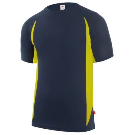 Camiseta Técnica Bicolor AZUL NAVY/AMARILLO FLÚOR XL