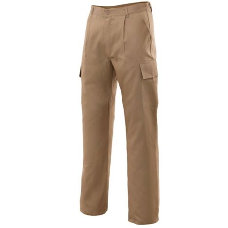 Pantalón básico industrial con bolsillos de parche tapeta y velcro VELILLA Serie 31601 44 Beige
