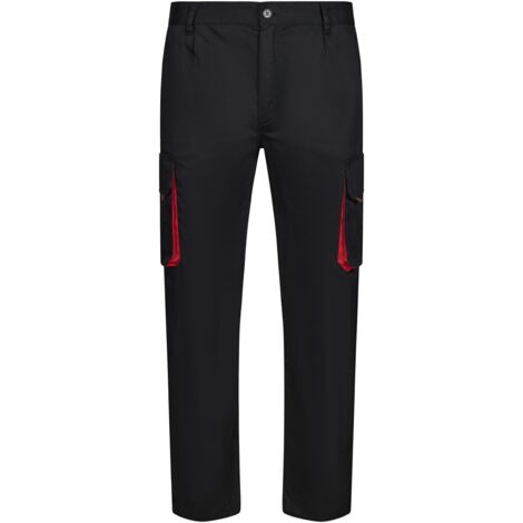 Pantalón Bicolor Multibolsillos NEGRO/ROJO 40