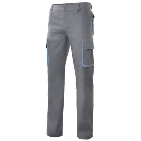 Pantalón Bicolor Multibolsillos GRIS/CELESTE 42