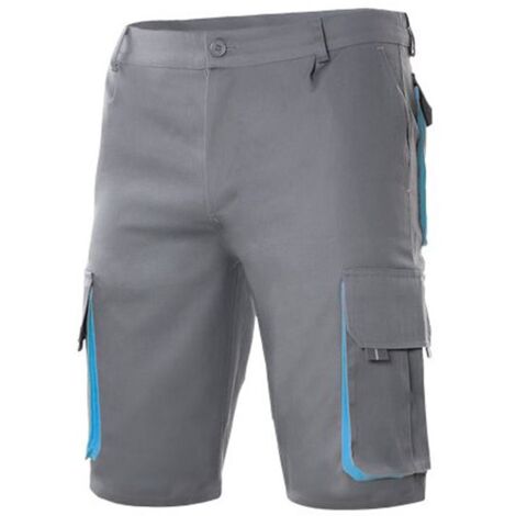 Bermudas Bicolor Multibolsillos GRIS/CELESTE 40