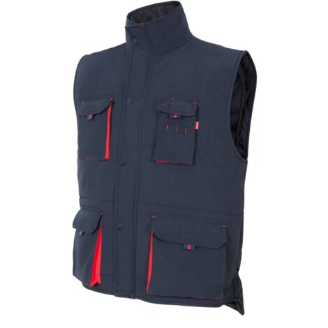 Chaleco Acolchado Bicolor Multibolsillos AZUL NAVY/ROJO 3XL