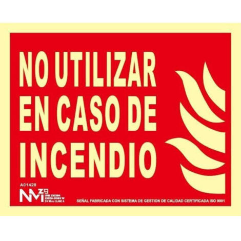 Señal de extinción No Utilizar En Caso de Incendio luminiscente 320 x 160 mm SEKURECO                                                   CLASE A (PVC 1 mm) (1/2)