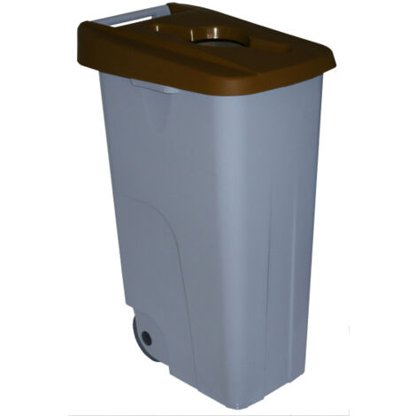 Contenedor Reciclo 110 litros Abierto, Marrón, 88x57x42 cm, INCLUYE rollo de 10 Bolsas de basura de 120 litros