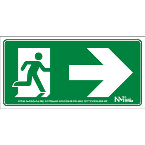 Señal de salida Puerta Derecha (solo pictograma) luminiscente SEKURECO                         960 x 480 mm                          ALUMINIO 0'5 mm