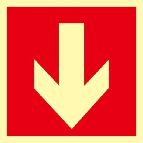 Señal de evacuación Flecha Abajo luminiscente SEKURECO                         210 x 210 mm                          Clase A (PVC 1 mm)