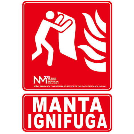Señal de "Manta Apagafuegos" de 210 x 300 mm SEKURECO                                                   CLASE A (PVC 1 mm) (1/2)
