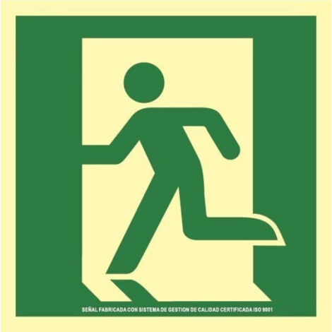 Señal de evacuación ruta izquierda Aluminio Clase A SEKURECO                         420 x 420 mm