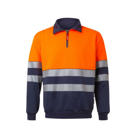 Sudadera bicolor de alta visibilidad con cremallera con cintas reflectantes RS 305703 VELILLA