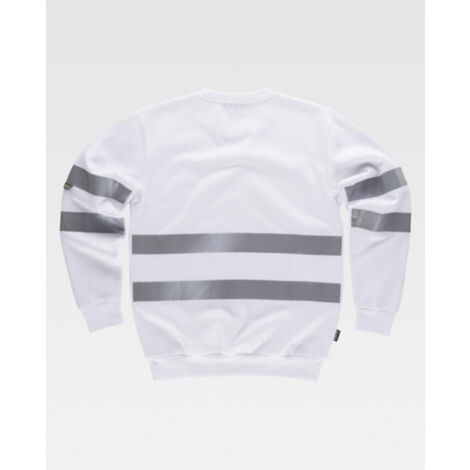 Sudadera clásica de cuello redondo con cintas reflectantes WORKTEAM Combi C9031 3XL Blanco (1/2)