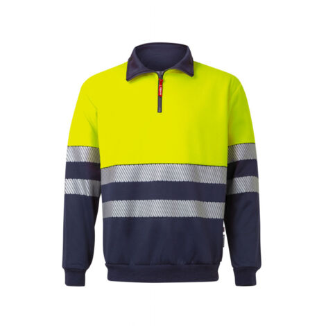 Sudadera bicolor de alta visibilidad con cremallera con cintas reflectantes RS 305703 VELILLA (1/4)