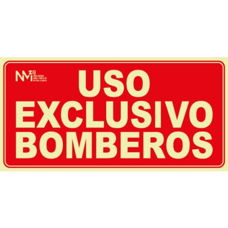 Señal de seguridad Uso Exclusivo Bomberos con capa luminiscente 160 x 320 mm SEKURECO ALUMINIO 0'5 mm (1/2)