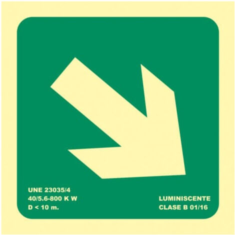 Señal Flecha Oblicua Luminiscente | CLASE B (PVC 0'7 mm) - 105 x 105 mm
