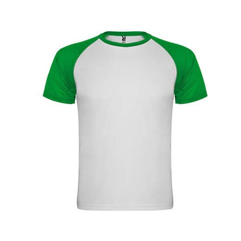 Camiseta deportiva en tejido técnico de manga corta INDIANAPOLIS ROLY 8 Blanco/Verde Helecho
