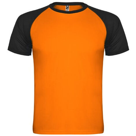 Camiseta deportiva en tejido técnico de manga corta INDIANAPOLIS ROLY M Naranja Fluor/Negro