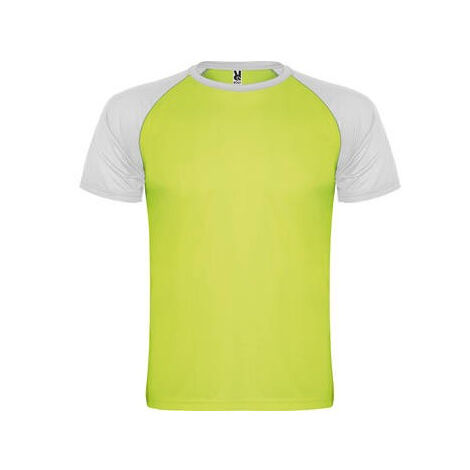 Camiseta deportiva en tejido técnico de manga corta INDIANAPOLIS ROLY L Verde Fluor/Blanco