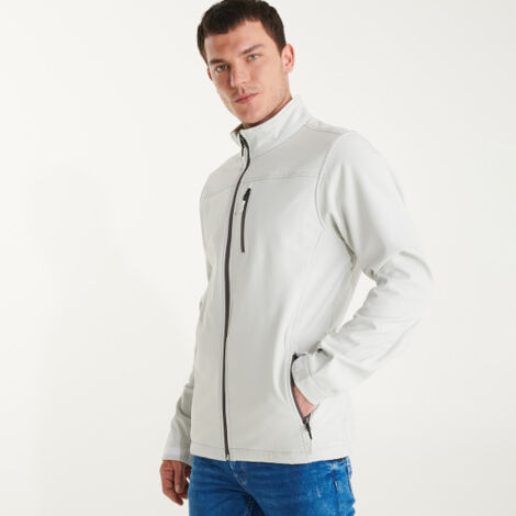 Chaqueta SoftShell de 2 capas de manga raglán con cremallera sellada  ANTARTIDA ROLY S Blanco Perla