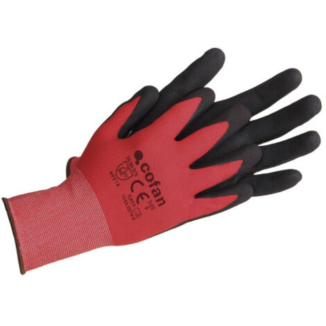 guante impregnado sandy coated rojo/negro talla 9   caja 12 unid.