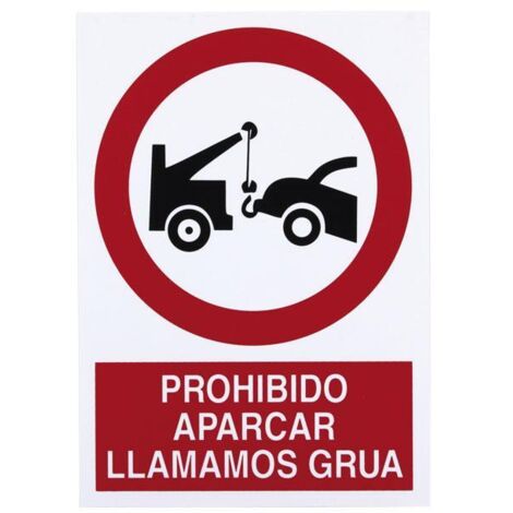 Señal de pictograma y texto Prohibido aparcar "Avisamos Grúa" COFAN                                                   POLIESTIRENO       297X210