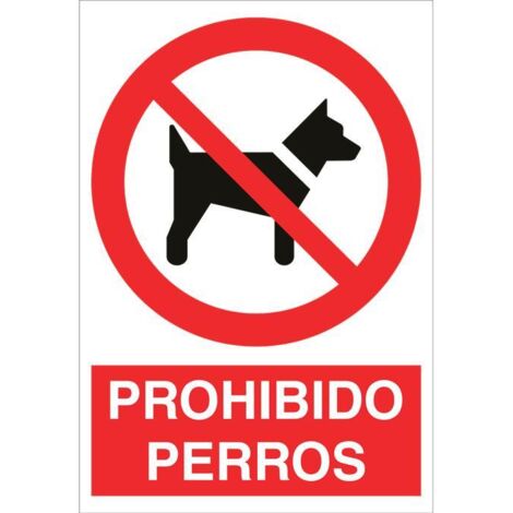 COFAN señal poliestireno 297x210 mm. prohibido perros , Señal Pictograma y Texto prohibido perros en varias medidas y materiales. El diseño de la señal puede variar, pero en ningún