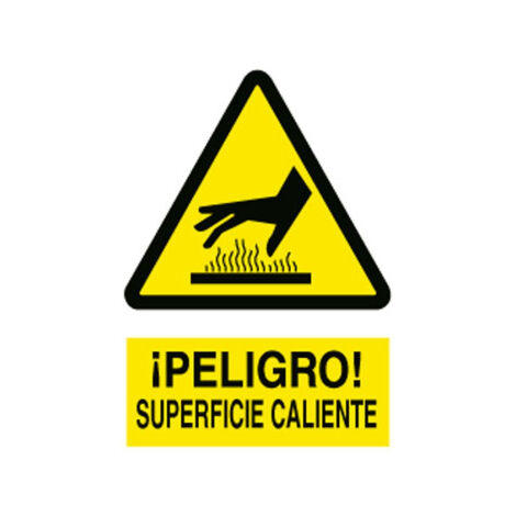 Señal de advertencia Cuidado Superficie Caliente (texto y pictograma) COFAN Adhesivo 210x148 mm