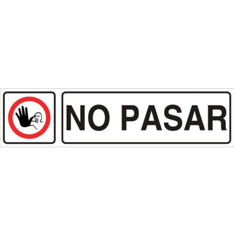 Señal adhesiva no pasar 175x45 mm, diseño variable, material glasspack.