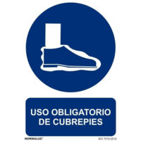 Señal de Uso Obligatorio de Cubrepies, con tintas UV SEKURECO 800 x 1200 mm PVC 3 mm