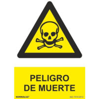 Señal de advertencia con tintas UV Peligro de Muerte SEKURECO 300 x 400 mm CLASE B (ALUMINIO 0'5 mm)