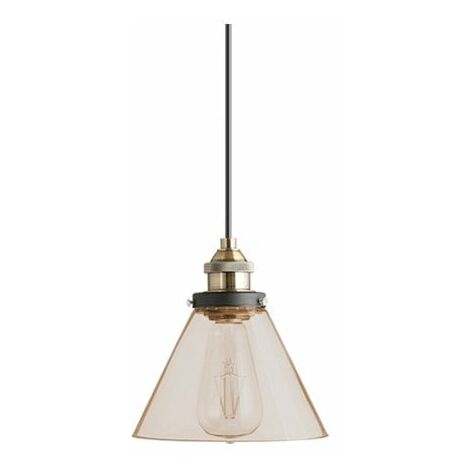 At Home Comforts Amber Brass Pendant Light - Conical