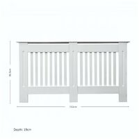 Jack Stonehouse Painted Radiator Cover Cabinet With Vertical Modern Style Slats MDF Large in White - White
