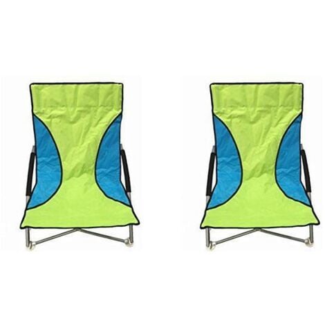 2 Green Nalu Folding Low Seat Beach Chairs