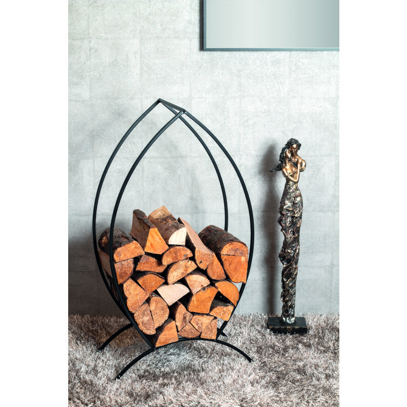 Support, accessoires pour bois de cheminée coloris noir - Longueur 33 x  Profondeur 33 x Hauteur 86 cm