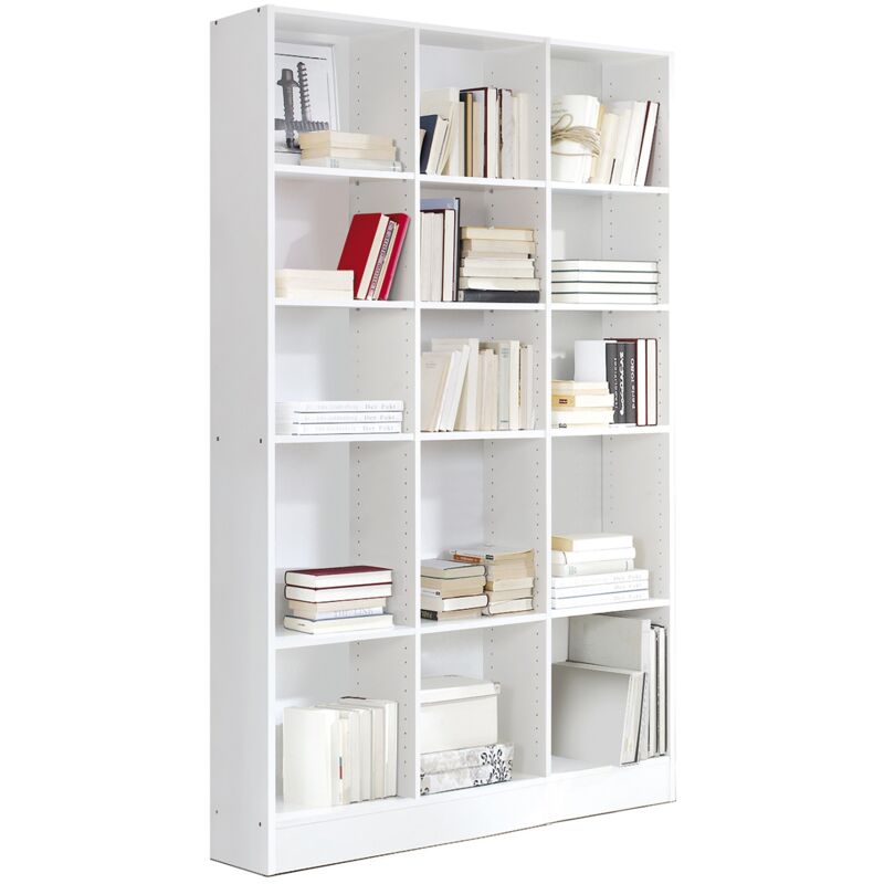 Etagère, bibliothèque avec 15 tablettes coloris chêne cambrian - longueur 121 x profondeur 33 x hauteur 186 cm