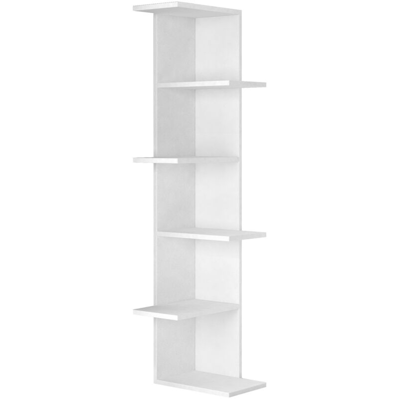 Etagère murale, bibliothèque coloris Blanc - longueur 37 x profondeur 24 x hauteur 141 cm
