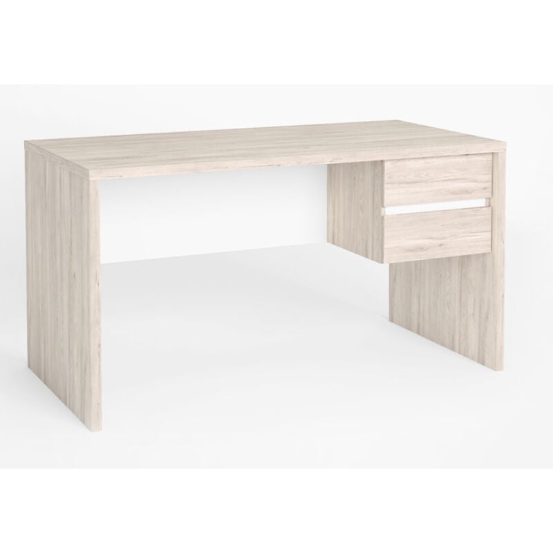 Meuble de bureau, table de bureau coloris blanc mat, naturel
