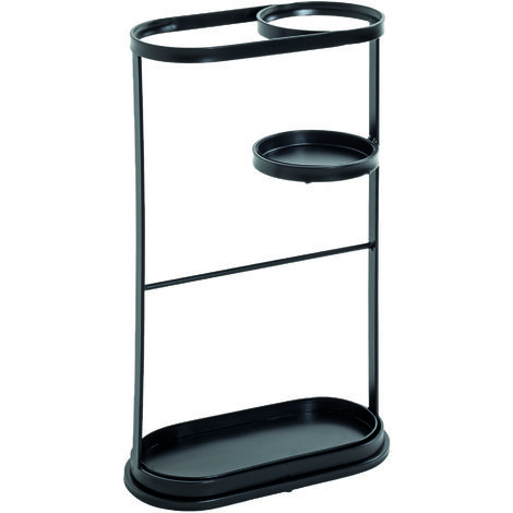Porte-parapluies en métal coloris noir - Longueur 37 x Profondeur 18 x Hauteur 60 cm (1/5)