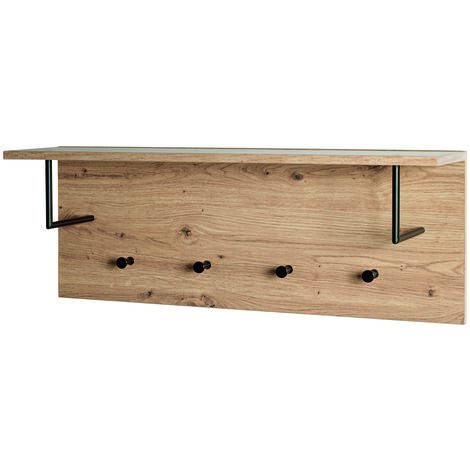 Garderobe murale coloris chêne-noir - Longueur 80 x Profondeur 20 x Hauteur 30 cm (1/4)