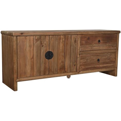 Meuble TV en bois recyclé coloris naturel - Longueur 156 x Profondeur 44 x hauteur 65 cm -PEGANE- (1/5)