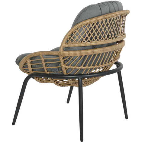 Ensemble de jardin avec 3 pièces en rotin synthétique et métal -PEGANE- (1/5)