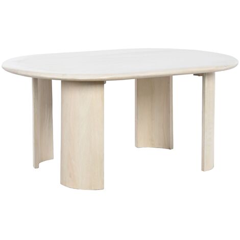 Table basse en bois de manguier coloris blanc - Longueur 130 x Profondeur 79 x Hauteur 46 cm -PEGANE- (1/5)